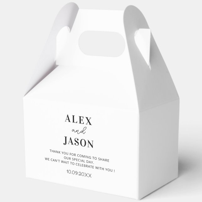 Personalised Wedding Gifts Modern Wedding Welcome Favour Box (Front)
