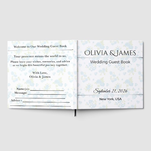Personalised Wedding Guest Book | Dusty Blue (Full)