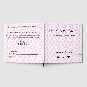 Personalised Wedding Guest Book Pink Romantic