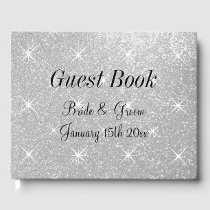 Personalised wedding guest book with sparkly cover