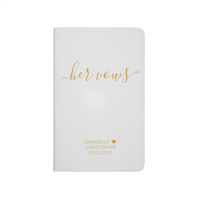 Personalised Wedding Her Vows Book Grey Gold Chic (Front)