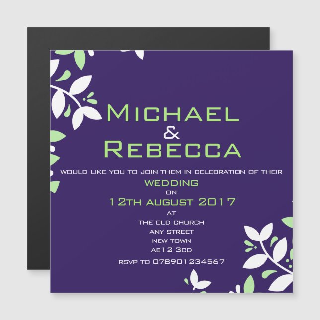 Personalised Wedding Invitation Magnetic Simple (Front/Back)