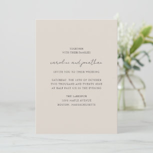 Personalised Wedding Ivory Cream Elegant Script Invitation