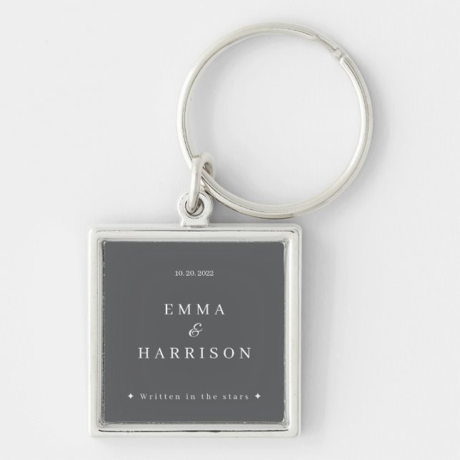 Personalised Wedding Keychain Written in the Stars (Front)