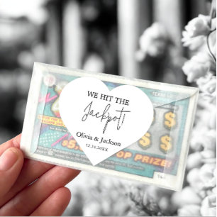 Personalised Wedding Lottery Ticket Couple Name Heart Sticker