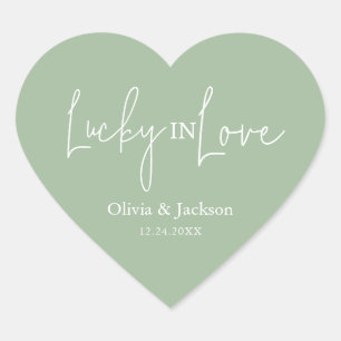 Personalised Wedding Lottery Ticket Couple Name Heart Sticker