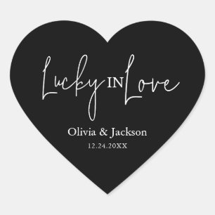 Personalised Wedding Lottery Ticket Couple Name  Heart Sticker