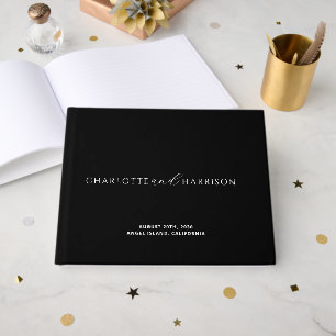 Personalised Wedding Monogram Black Guest Book