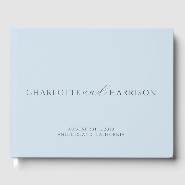 Personalised Wedding Monogram Blue Guest Book (Front)