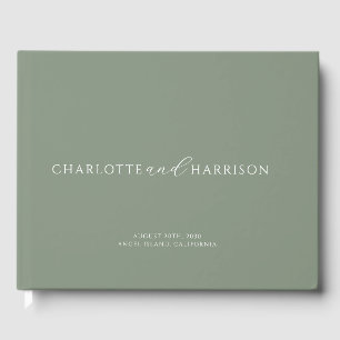 Personalised Wedding Monogram Sage Guest Book