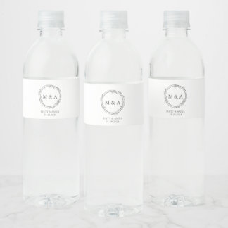 Personalised Wedding Monogram Water Bottle Labels