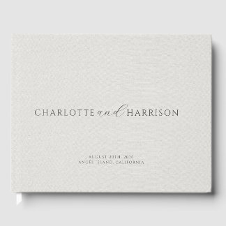 Personalised Wedding Monogram White Faux Linen  Guest Book