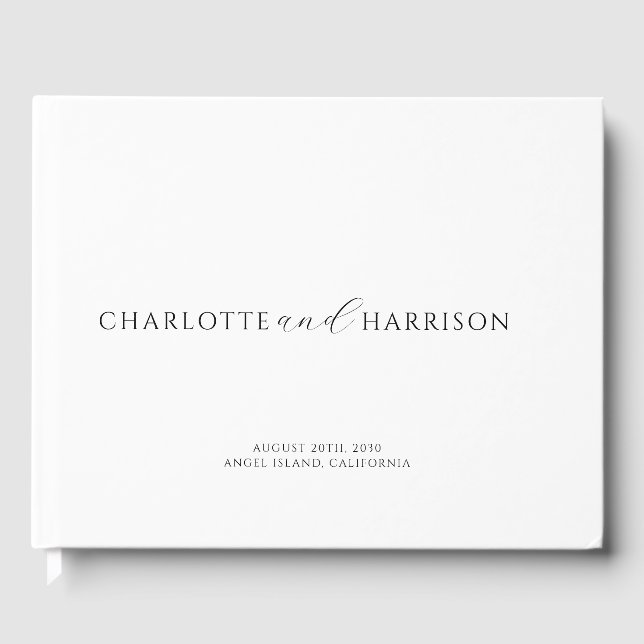 Personalised Wedding Monogram White Guest Book (Front)