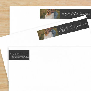 Personalised Wedding Mr. and Mrs. Newlyweds Photo Wrap Around Label