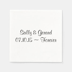 Personalised Wedding Napkin White Back Black Text
