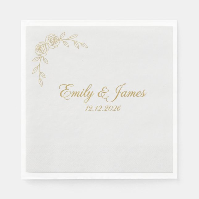 Personalised Wedding Napkins | Custom Foil Stamped (Front)