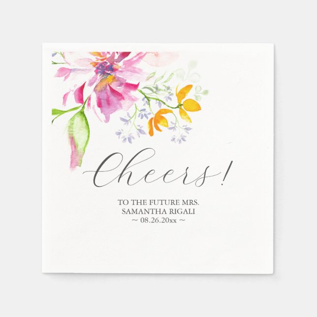 Personalised Wedding Napkins Flowers (Front)