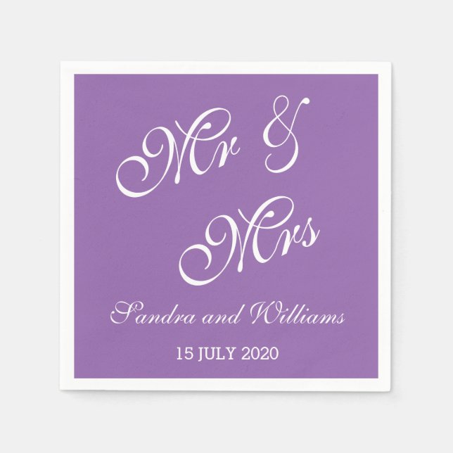 Personalised Wedding Napkins | Mr And Mrs (Front)