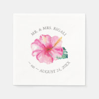 Personalised Wedding Napkins Pink Florals