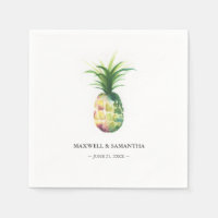 Personalised Wedding Napkins Tropical Pineapple