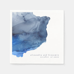 Personalised Wedding Navy Indigo Abstract Modern Napkin