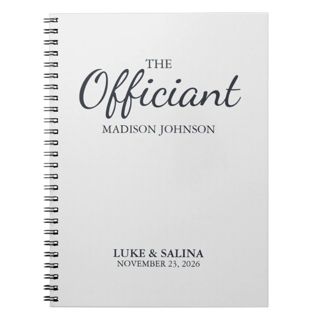Personalised Wedding Officiant Ceremony Notebook (Front)