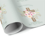 Personalised Wedding or Anniversary Floral Cross Wrapping Paper<br><div class="desc">Pretty floral cross item with three text fields to add names, date, occasions as required. ____________________________________________________________________________ 1. This item can be used for wedding, vow renewal, anniversary, engagement. ____________________________________________________________________________ 2. For assistance editing, matching items (see attached collection) custom design FOLLOW this store and CONTACT Designer LeahG via the tabs below....</div>