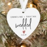 Personalised Wedding  Ornament<br><div class="desc">Modern minimalist engagement heart shaped ornament gift for the prospective bride and groom. Modern minimalist engagement with signature red heart.</div>