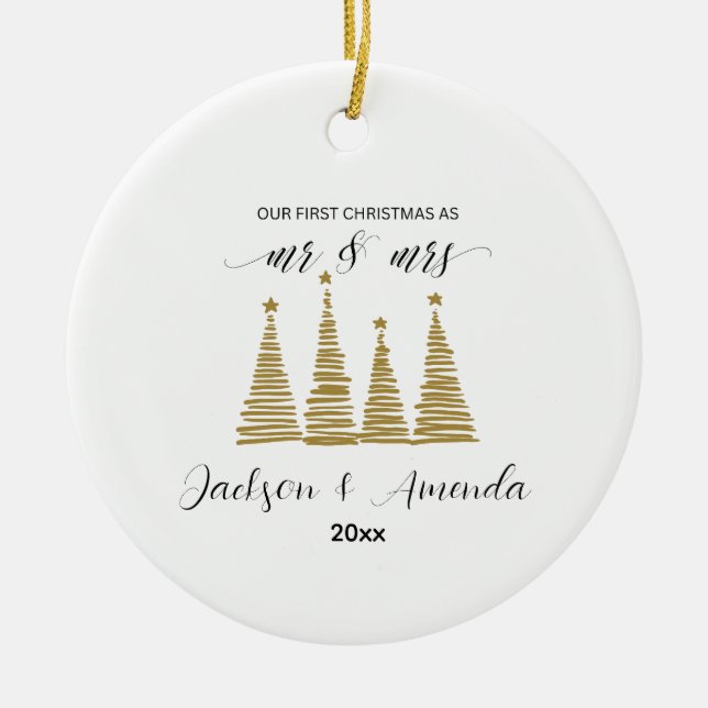 Personalised Wedding Ornament with Names & Year (Front)
