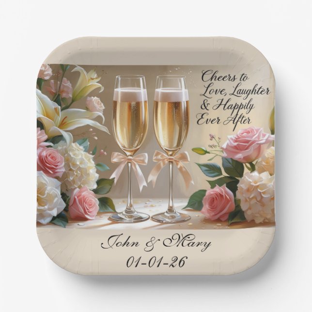 Personalised Wedding Paper Cup- Happily Ever After Plate (Front)