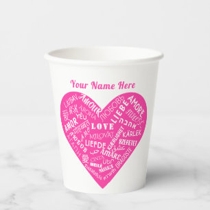 Personalised Wedding Paper Cup Heart Love Text