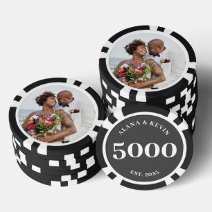 Personalised Wedding Photo Black 5000 Value Poker Chips