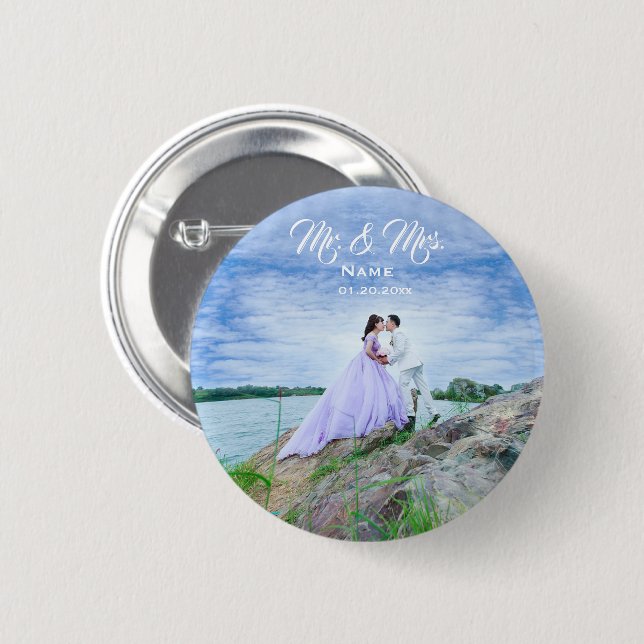 Personalised Wedding Photo Button (Front & Back)