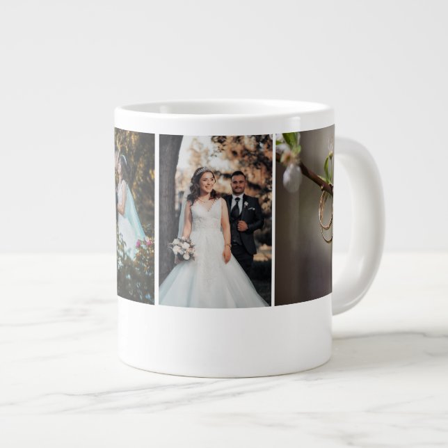 Personalised Wedding Photo Collage Large Coffee Mug (Front Right)