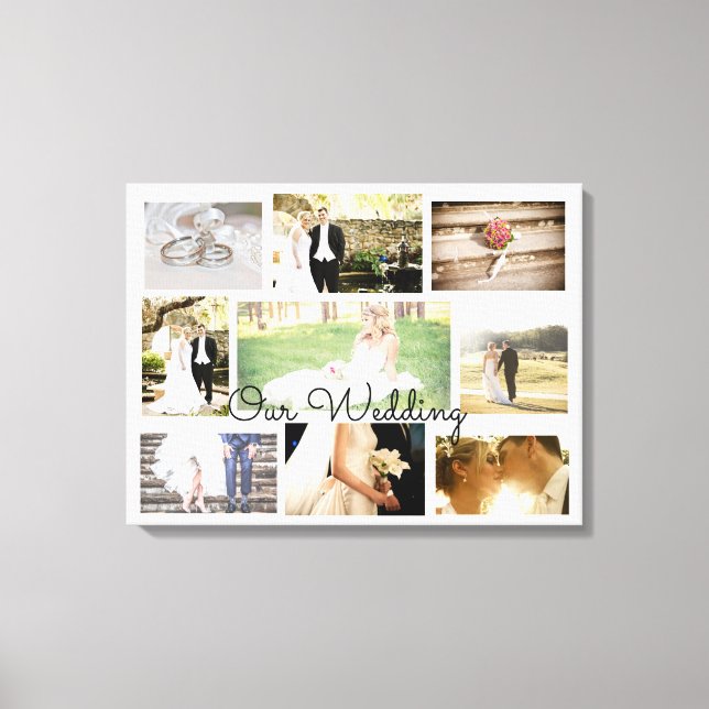Personalised Wedding Photo Collage Wall Art White (Front)