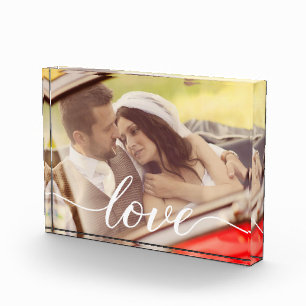 Personalised Wedding Photo Elegant Love Script Block