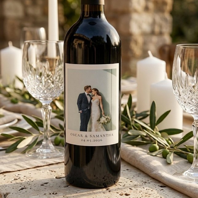 Personalised Wedding Photo Elegant  Wine Label (Creator Uploaded)