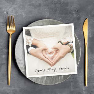 Personalised Wedding Photo Forever & Always Napkin