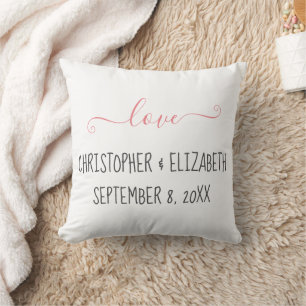 Personalised Wedding Photo Love Names & Date Gift Cushion