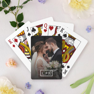 Personalised Wedding Photo Monogram Playing Cards