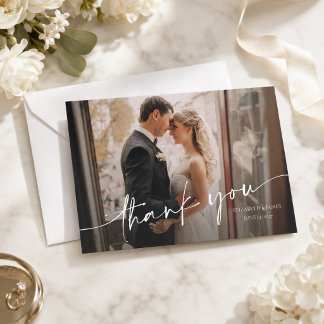 Personalised Wedding Photo Script Design Thank You Card