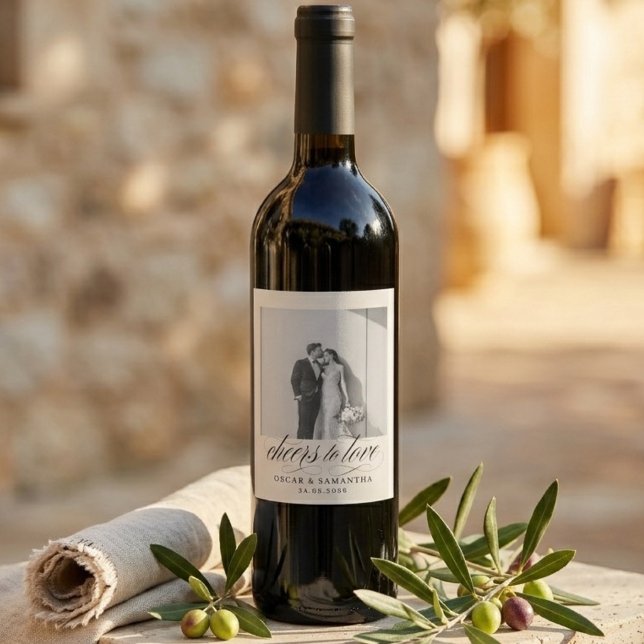Personalised Wedding Photo Wine Label | Minimalist (Creator Uploaded)