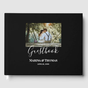 Personalised Wedding Photo With Modern Calligraphy Guest Book