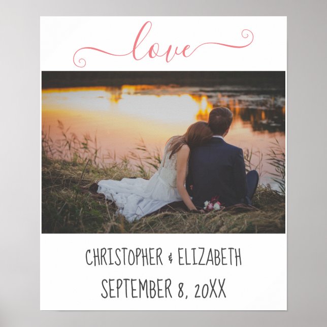 Personalised Wedding Photo with Names and Date  Poster (Front)