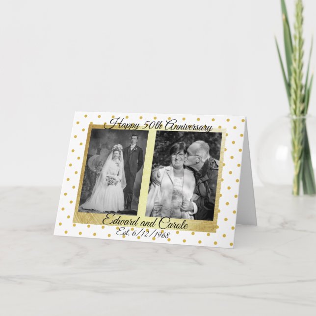 Personalised Wedding Photos 50th Anniversary Card (Front)