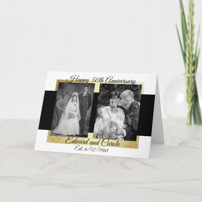 Personalised Wedding Photos 50th Anniversary Card (Front)
