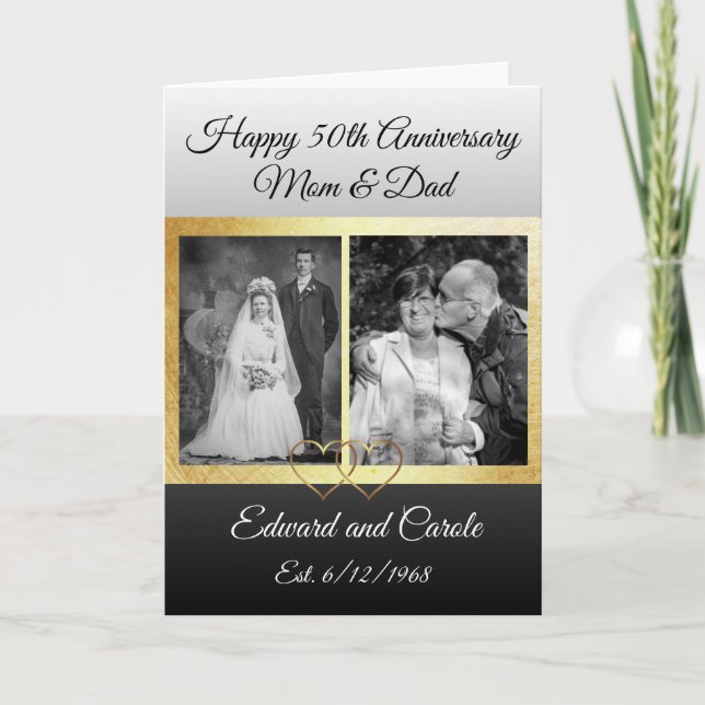 Personalised Wedding Photos 50th Anniversary Card (Front)
