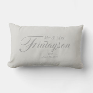 Personalised Wedding Pillow Grey