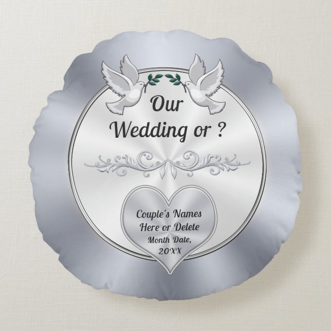 Personalised Wedding Pillow, Wedding Ring Pillow (Front)