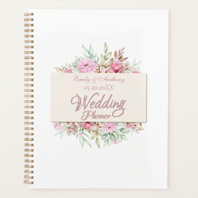 Personalised Wedding Planner, Romantic Floral  Planner (Front)